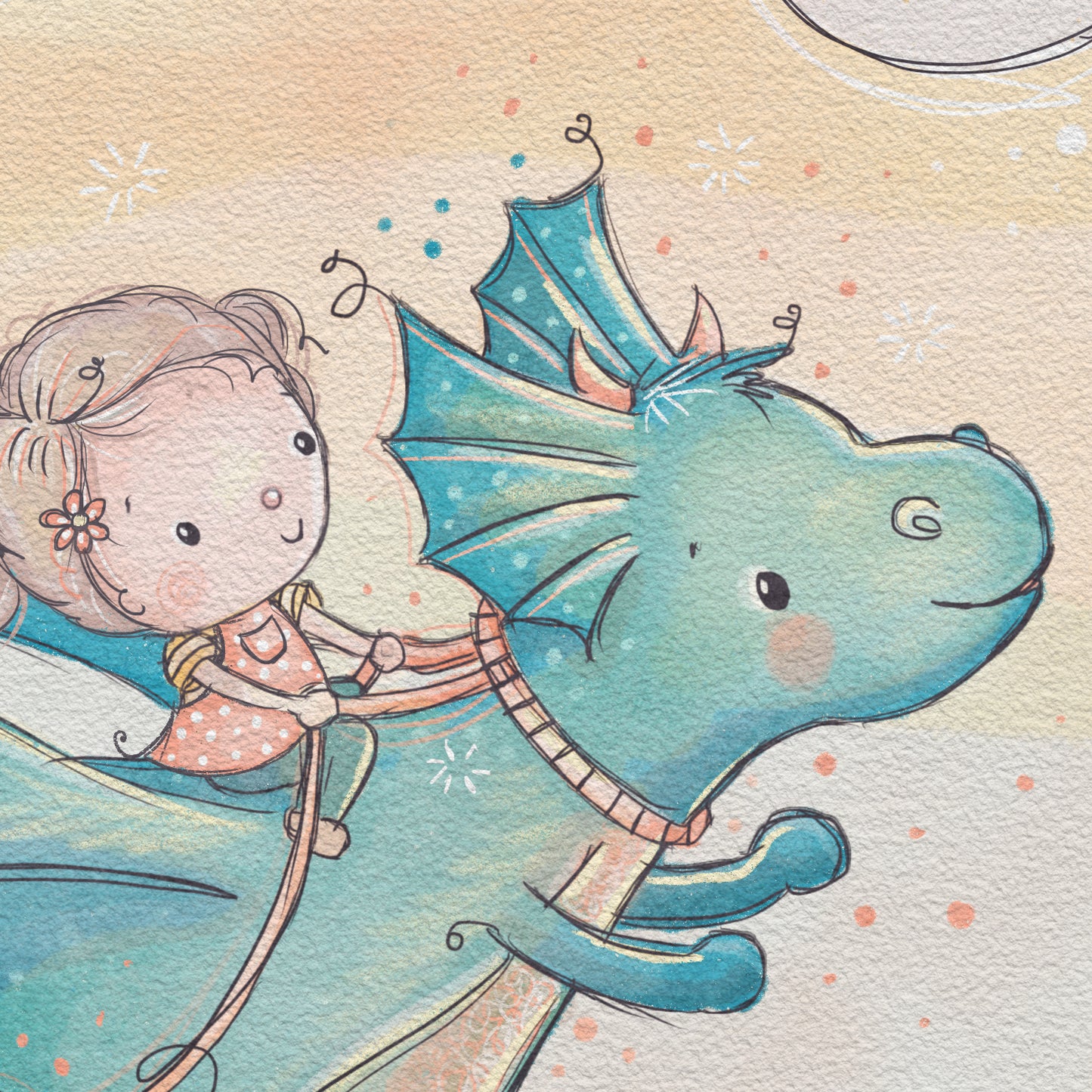 'Dragon Dreams - Girl' Children's Wall Art Print