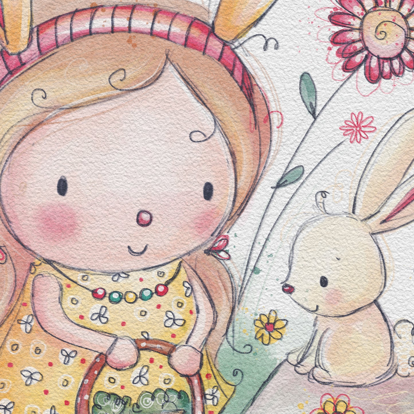 'Easter Bunny Girl' Children's Wall Art Print