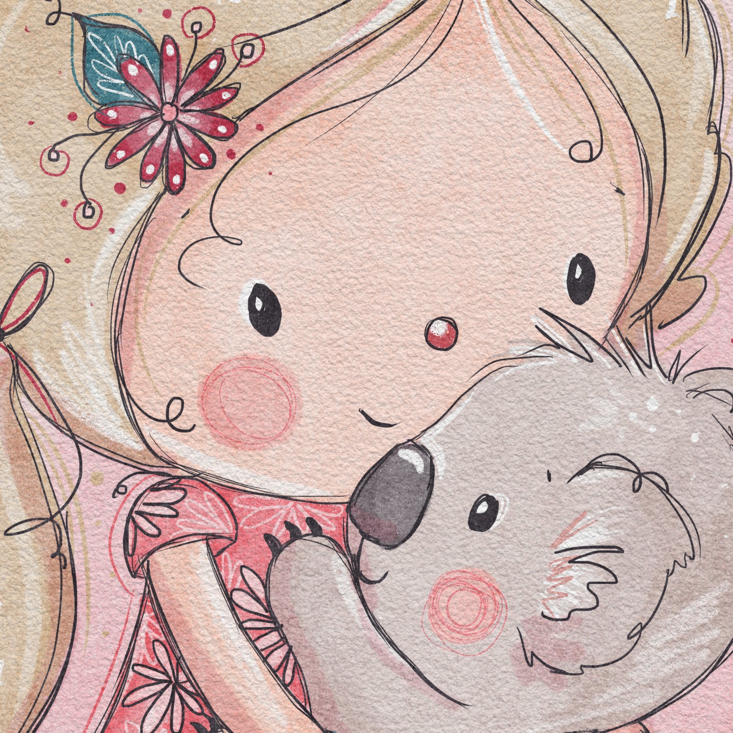 'Koala Girl' Children's Wall Art Print