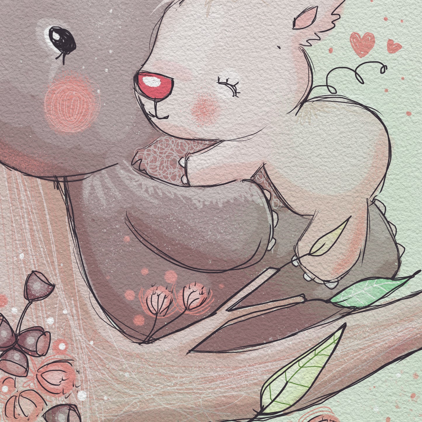 'Cuddling Koalas' Children's Wall Art Print