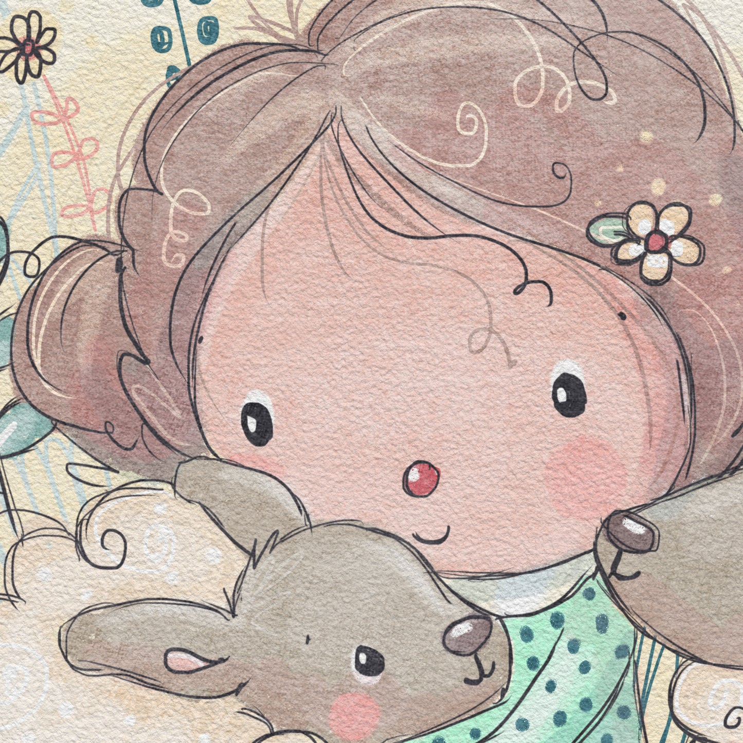 'Lamb Cuddle' Children's Wall Art Print