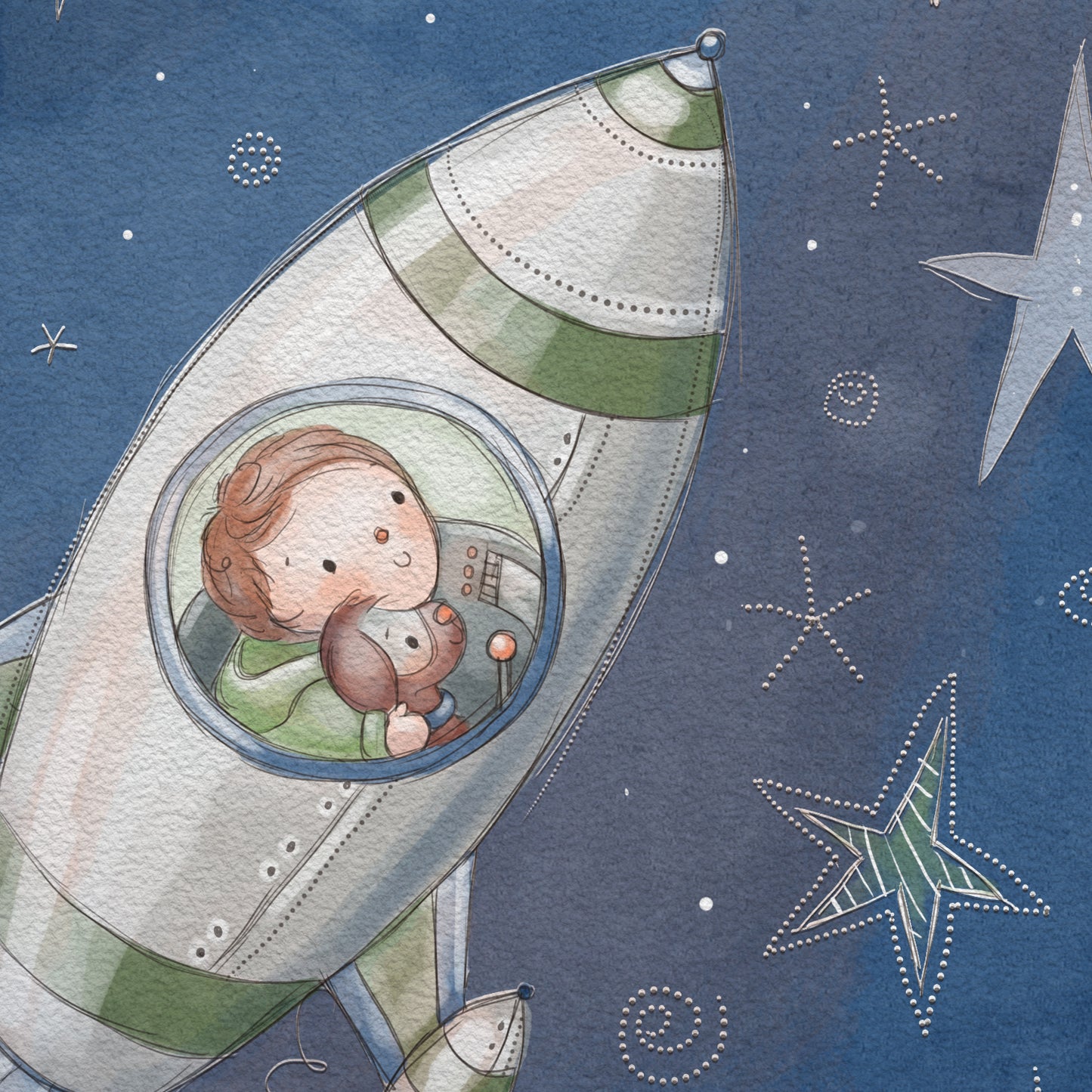 'Space Rocket' Children's Wall Art Print