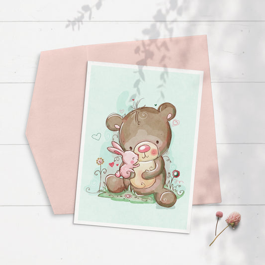 Bear & Bunny 5x7 Greeting Card