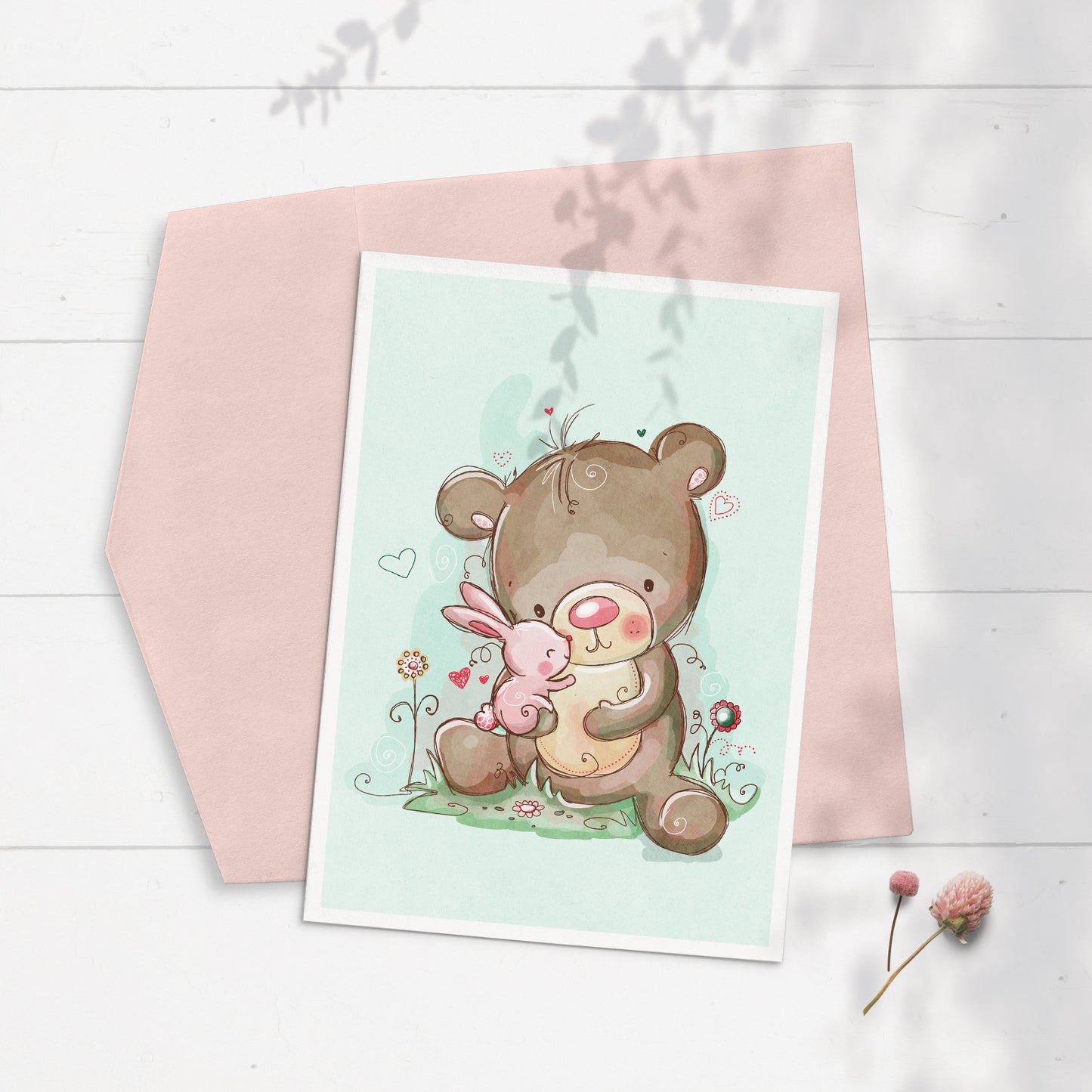 Bear & Bunny 5x7 Greeting Card