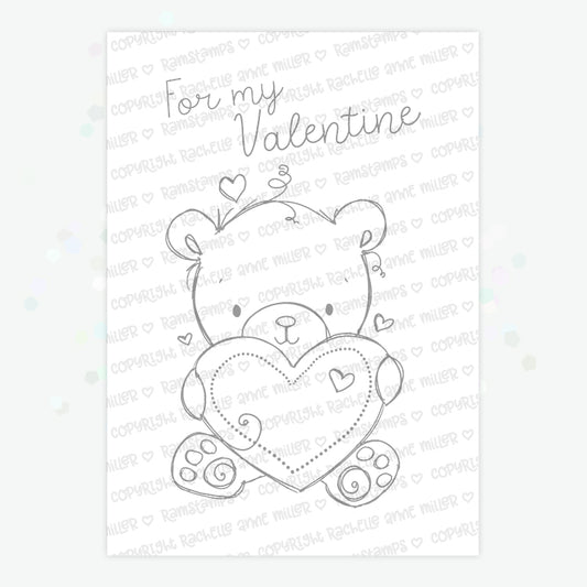 'Valentine Bear' Digital Stamp