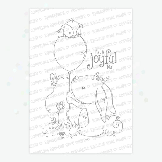 'Bunny & Guinea: Balloon' Digital Stamp