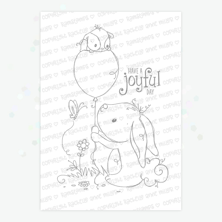 'Bunny & Guinea: Balloon' Digital Stamp