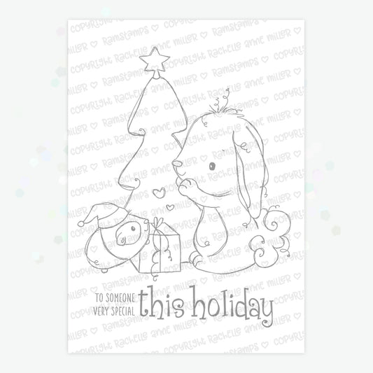 'Bunny & Guinea: Christmas Gift' Digital Stamp