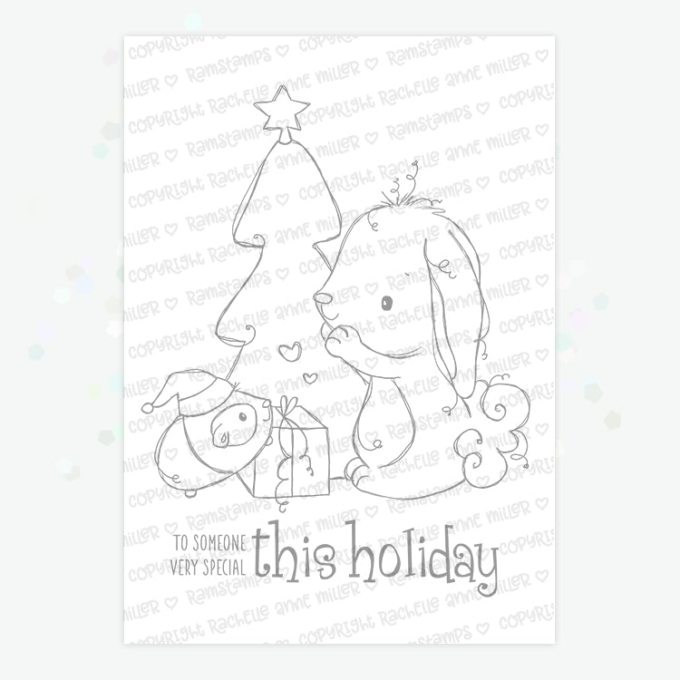 'Bunny & Guinea: Christmas Gift' Digital Stamp