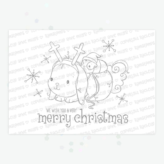 'Bunny & Guinea: Reindeer Ride' Digital Stamp