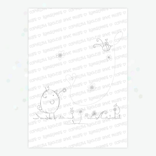 'Friendship Bird & Bee' Digital Stamp