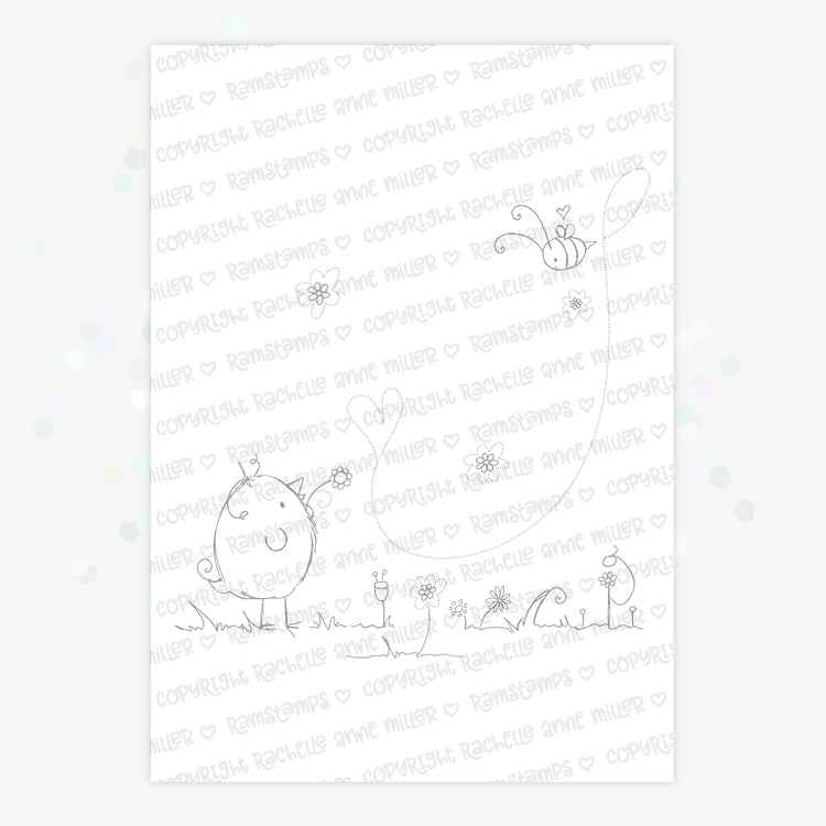 'Friendship Bird & Bee' Digital Stamp