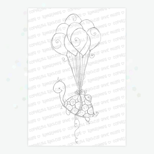 'Birthday Turtle' Digital Stamp