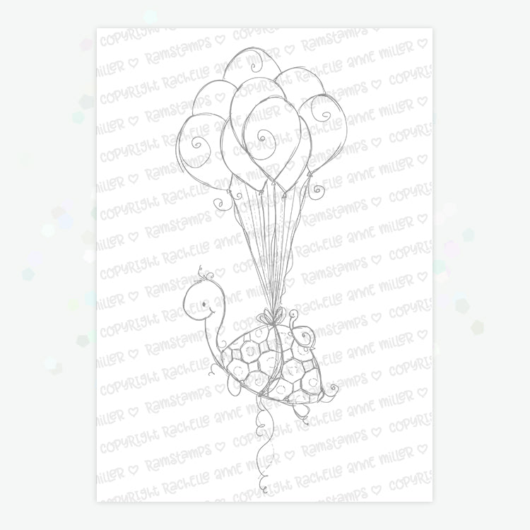 'Birthday Turtle' Digital Stamp