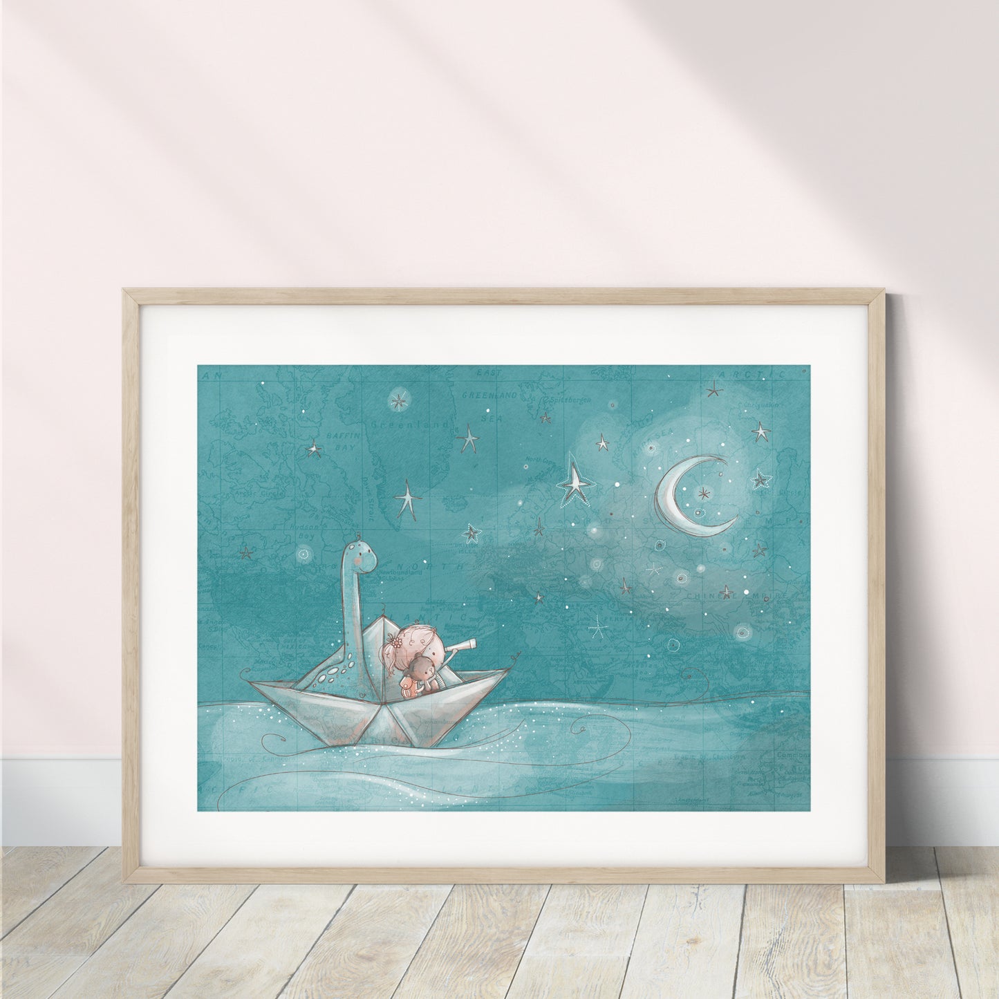 'Paper Boat Adventure (Girl)' Children's Wall Art Print