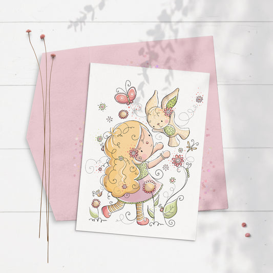 Bunny Girl 5x7 Greeting Card