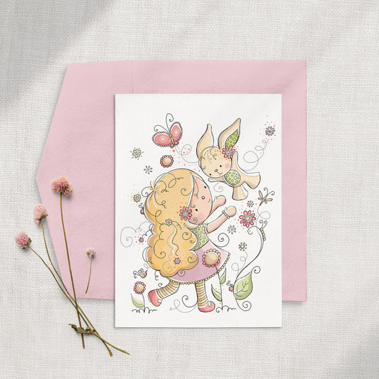 Bunny Girl 5x7 Greeting Card