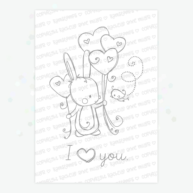 'Bunny Balloons' Digital Stamp