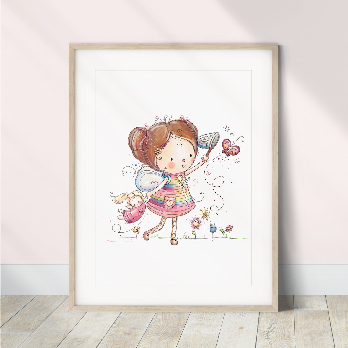 'Catching Butterflies' Children's Wall Art Print