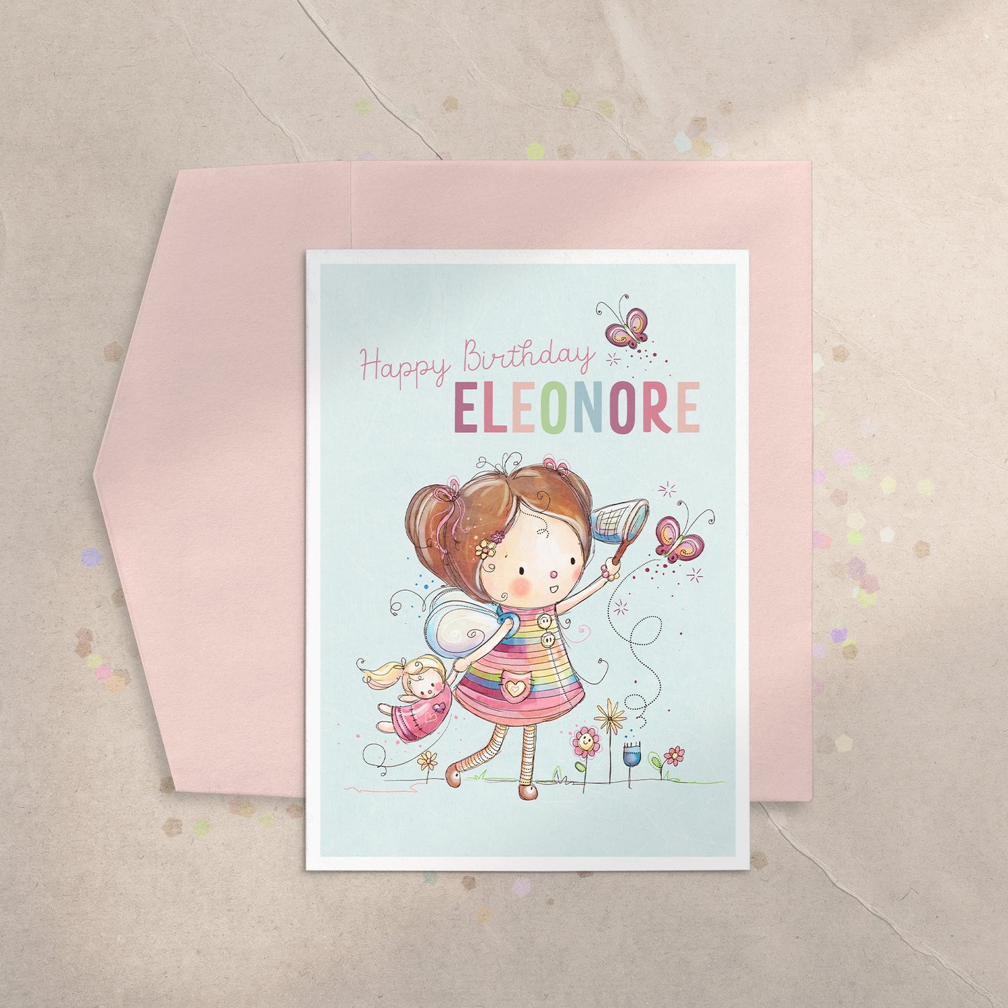 'Personalized Butterfly Birthday' 5x7 Greeting Card
