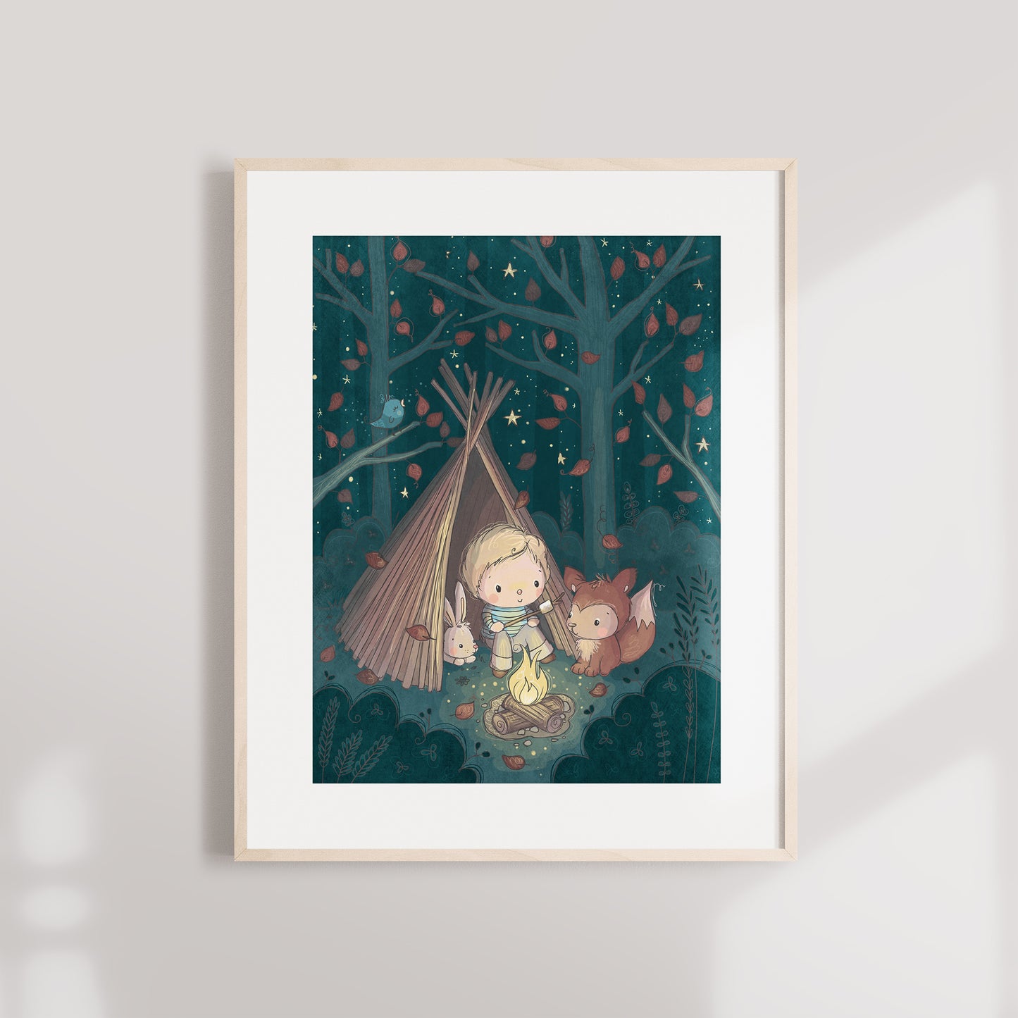 'Woodland Camping' Children's Wall Art Print