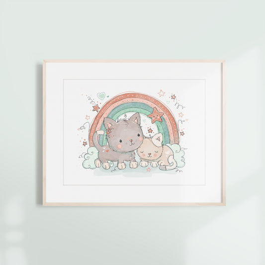 'Rainbow Cats' Children's Wall Art Print