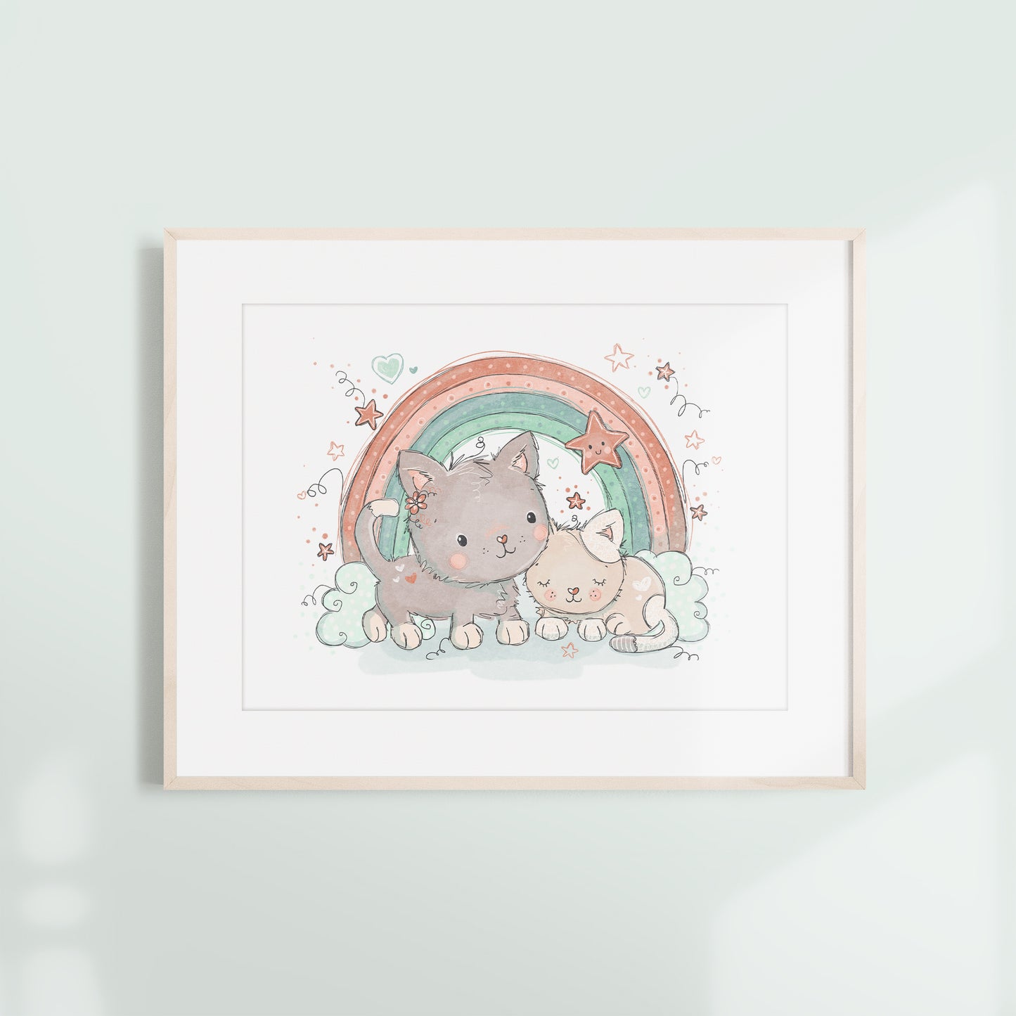 'Rainbow Cats' Children's Wall Art Print