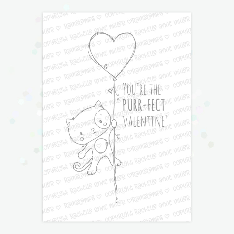 'Animal Valentines - Cat' Digital Stamp