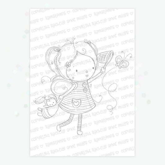 'Catching Butterflies' Digital Stamp
