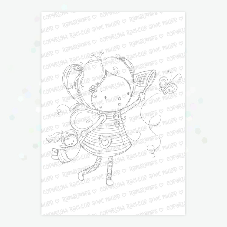 'Catching Butterflies' Digital Stamp