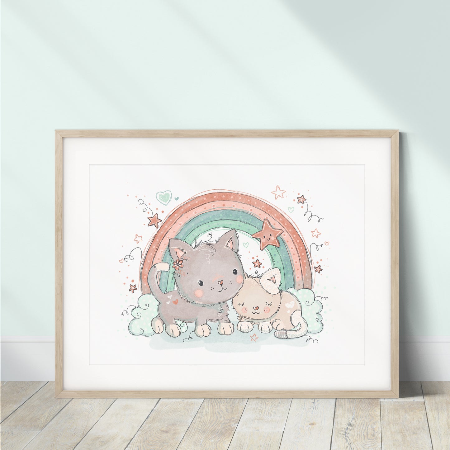 'Rainbow Cats' Children's Wall Art Print