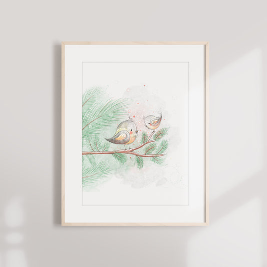 'Chickadees' Children's Wall Art Print