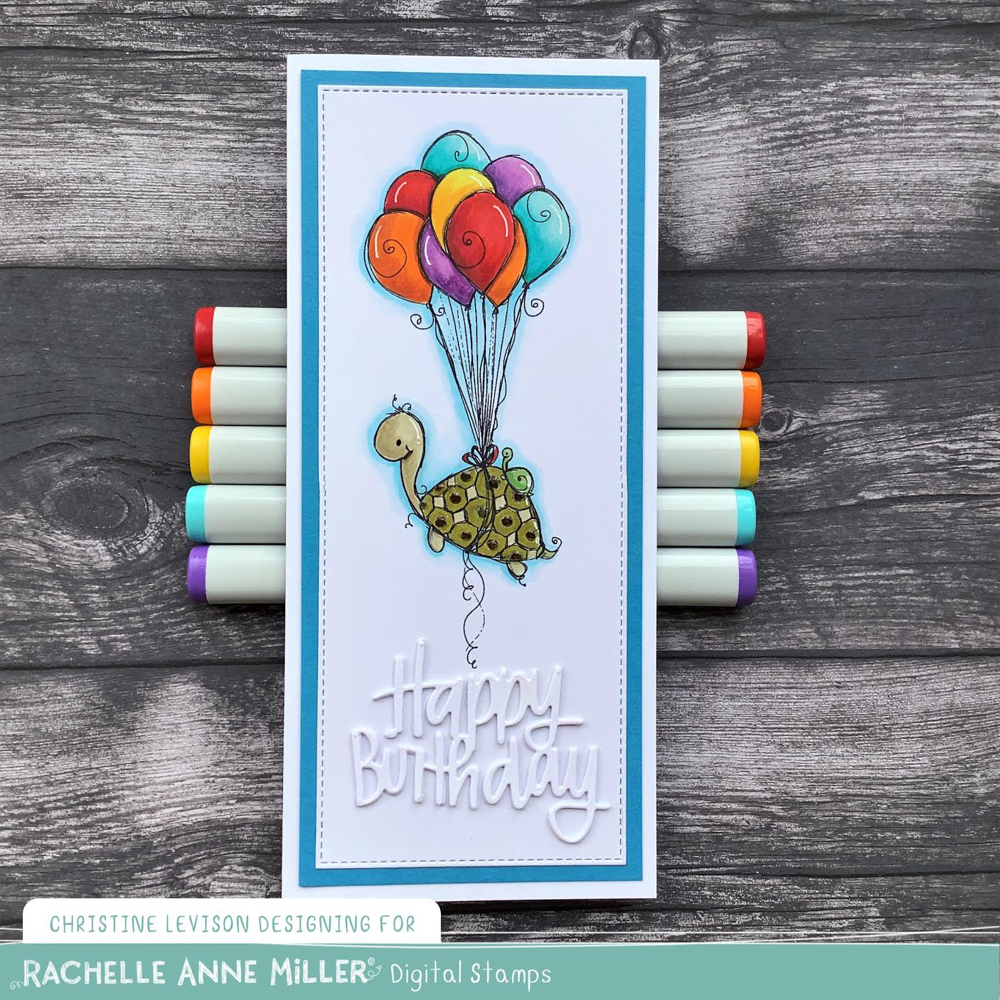 'Birthday Turtle' Digital Stamp