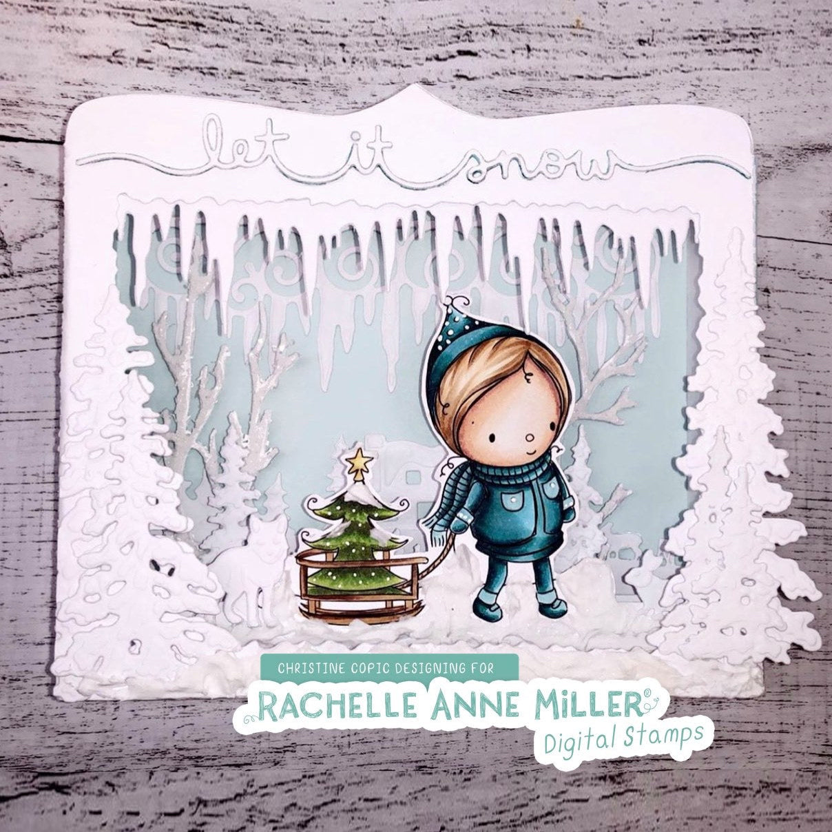 'The Little Sled' Christmas Digital Stamp