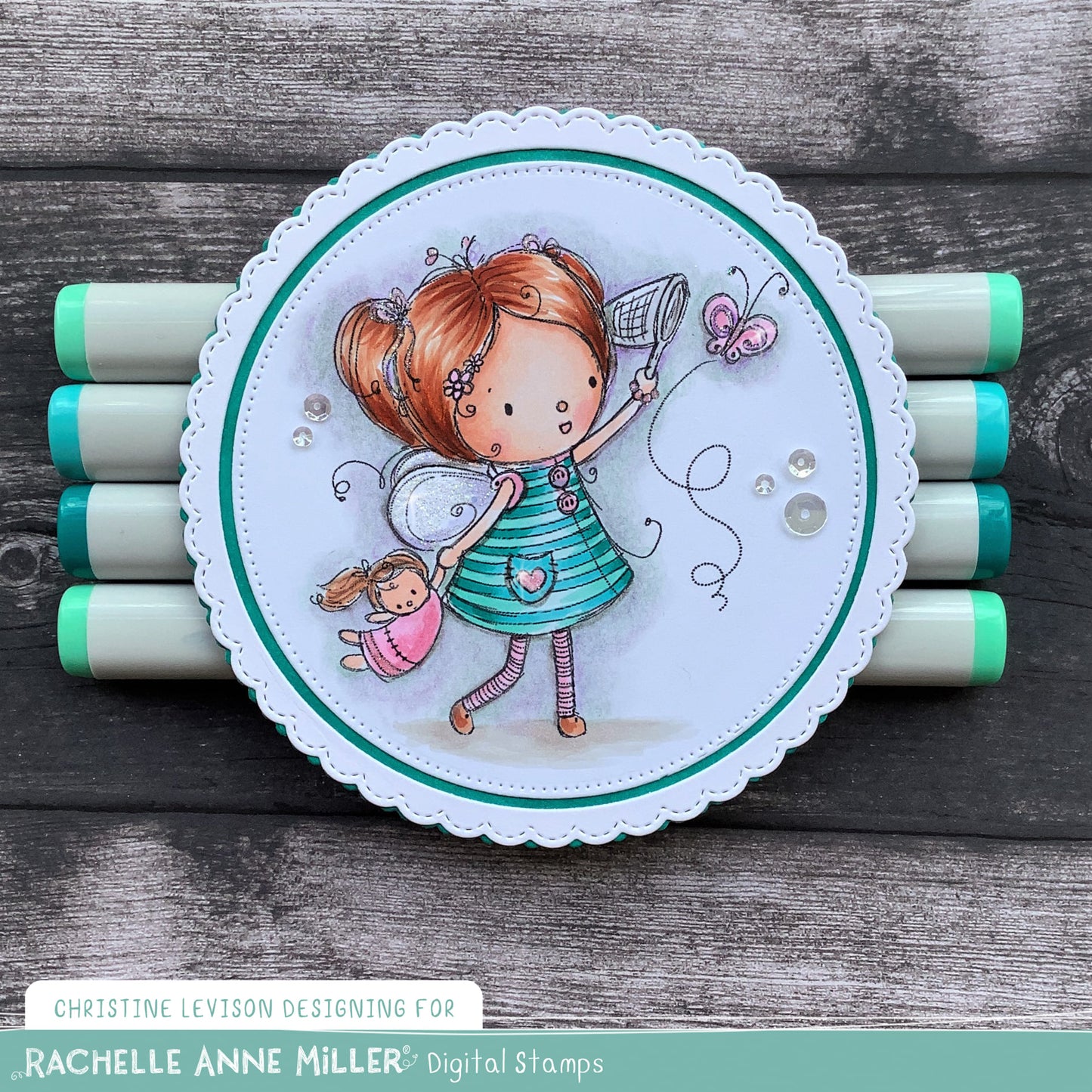 'Catching Butterflies' Digital Stamp