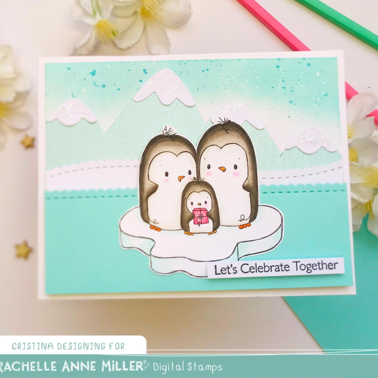'Penguin Family' Digital Stamp