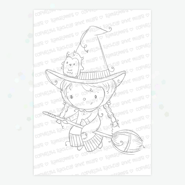 Cute Witch' Digital Stamp – Rachelle Anne Miller Creative Studios