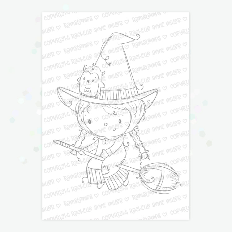 'Cute Witch' Digital Stamp