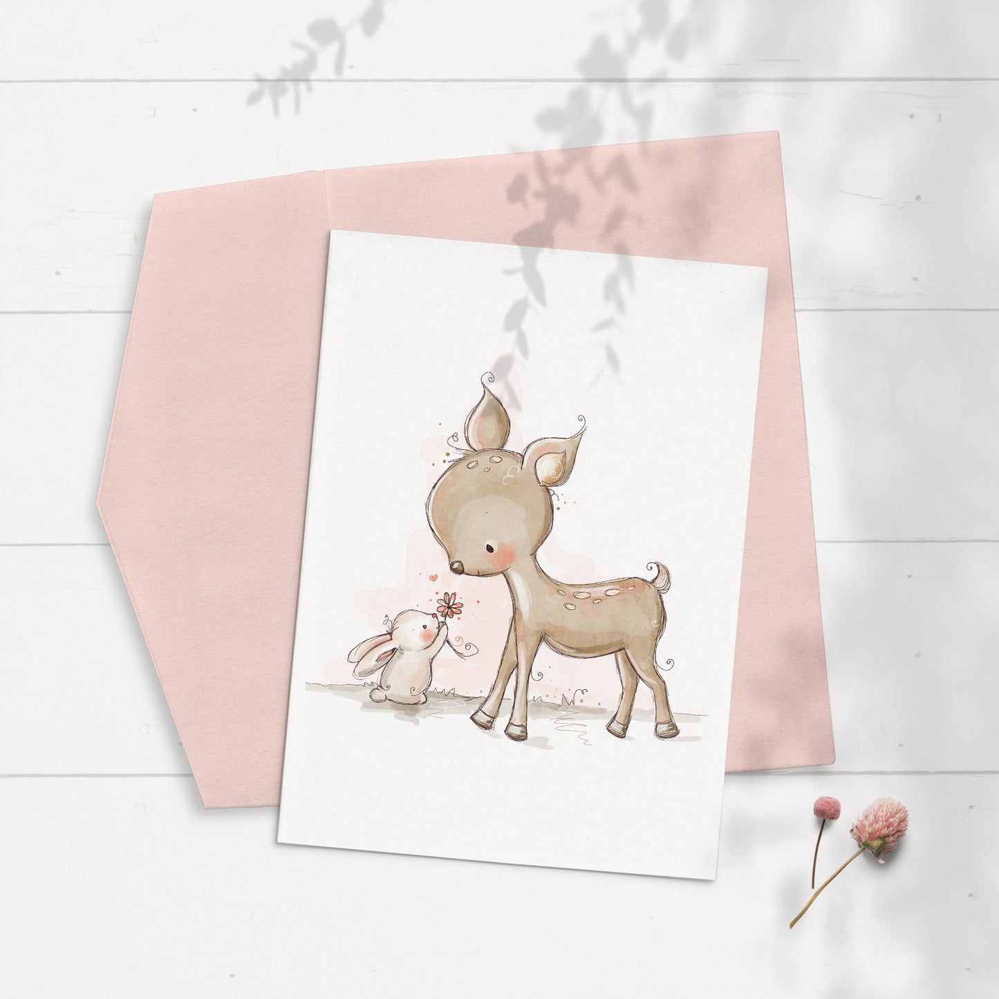 Deer & Bunny 5x7 Greeting Card