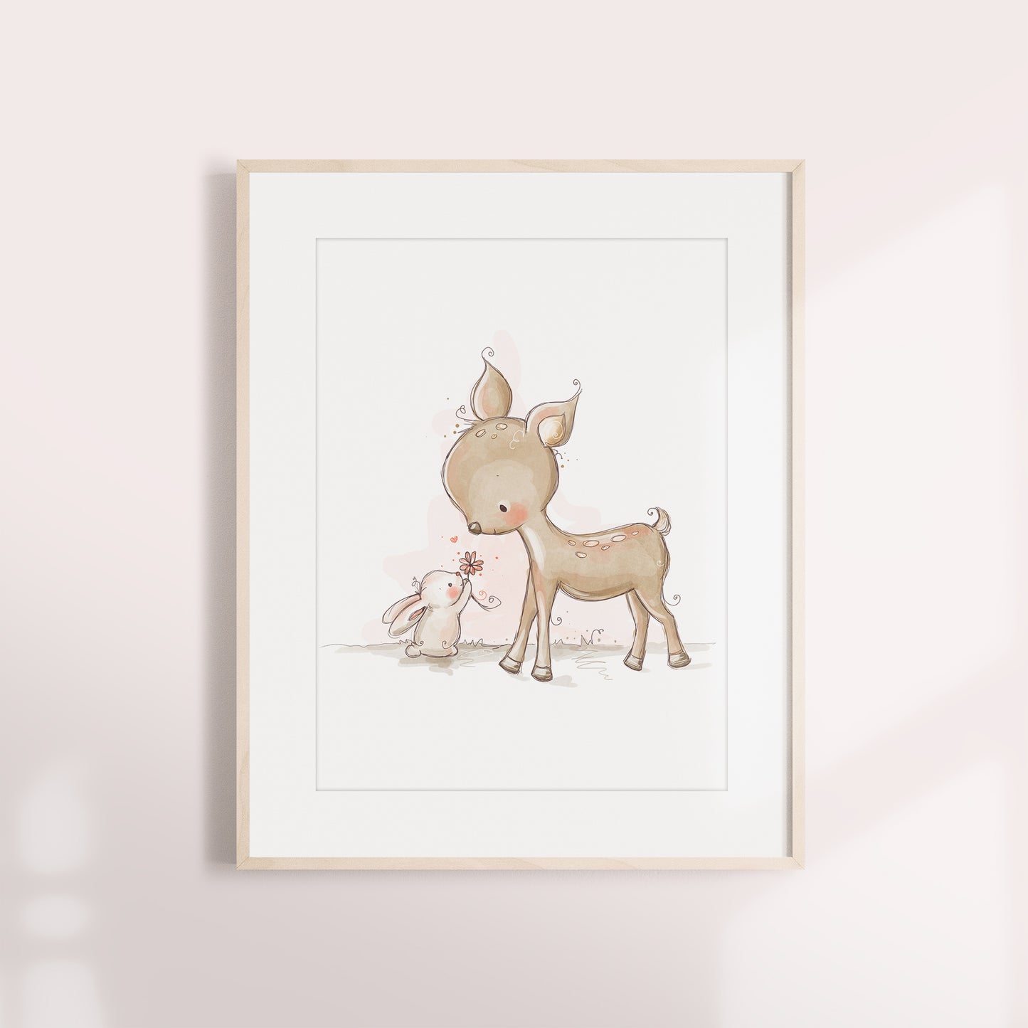 'Deer & Bunny' Children's Wall Art Print