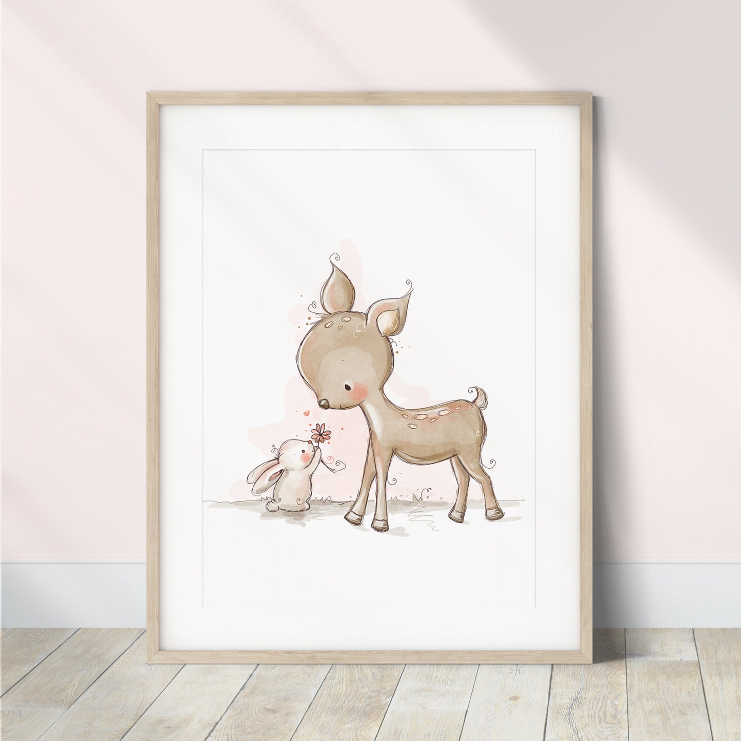 'Deer & Bunny' Children's Wall Art Print