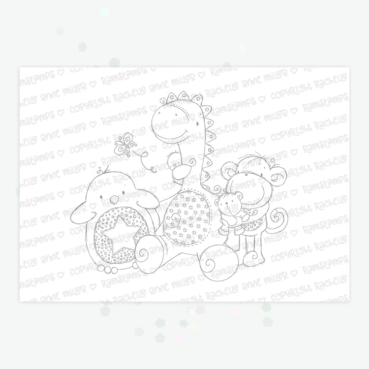 'Dinosaur Friends' Digital Stamp