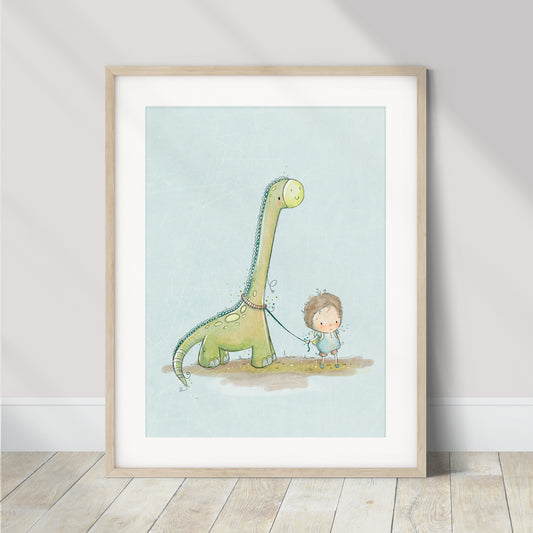 'My Pet Dinosaur' Children's Wall Art Print
