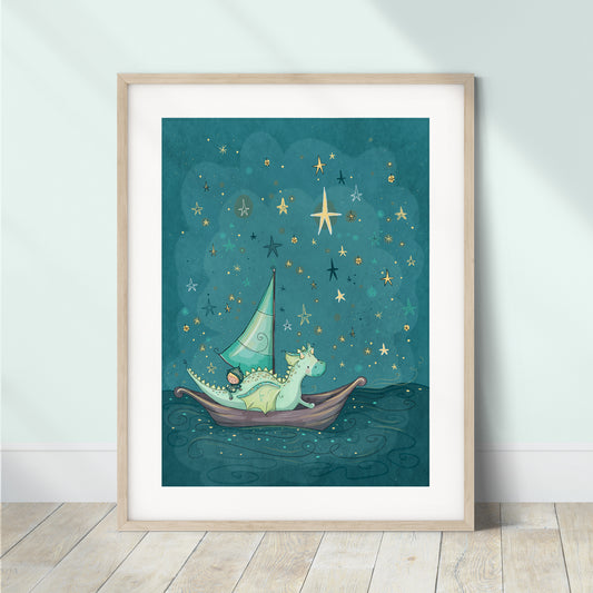 'My Favourite Dragon' Children's Wall Art Print