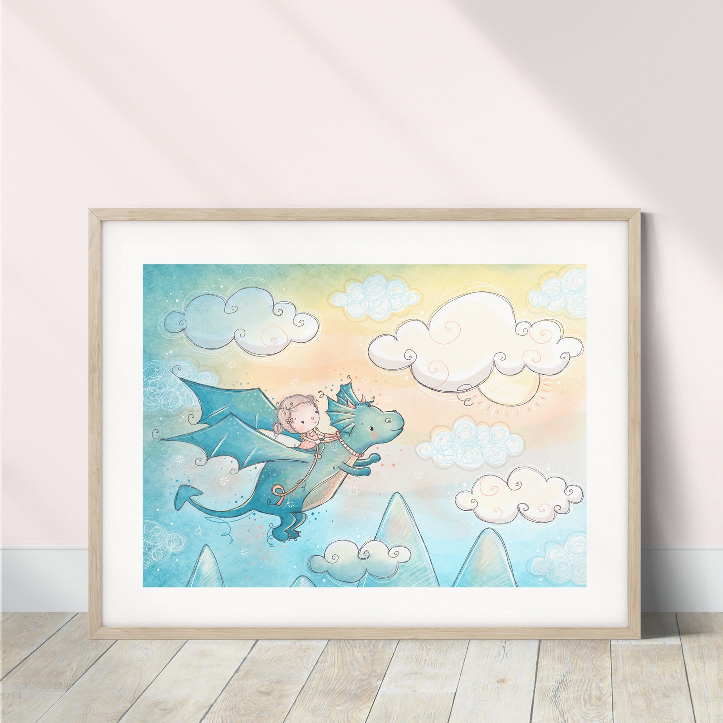 'Dragon Dreams - Girl' Children's Wall Art Print
