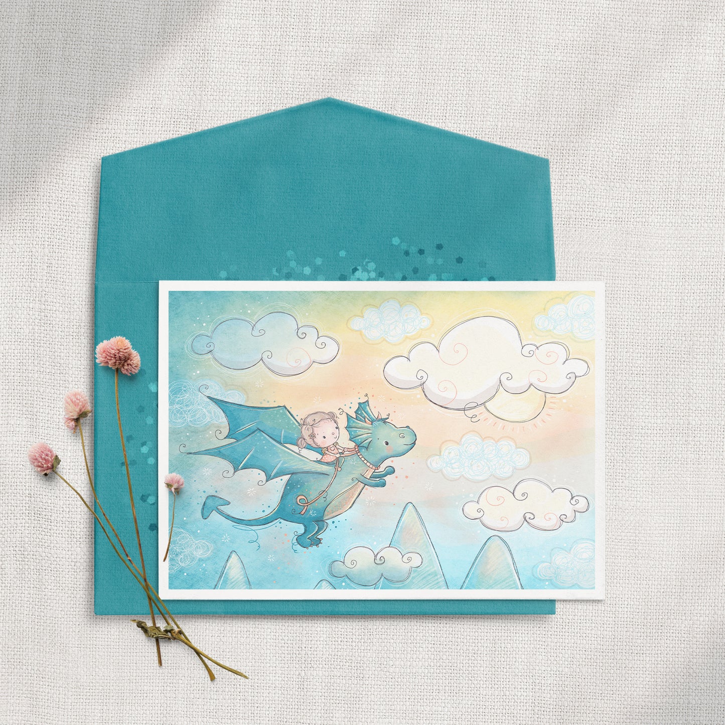 Dragon Dreams - Girl 5x7 Greeting Card