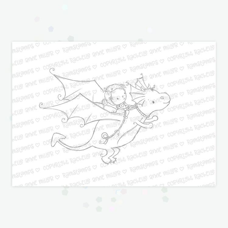 'Dragon - Girl' Digital Stamp