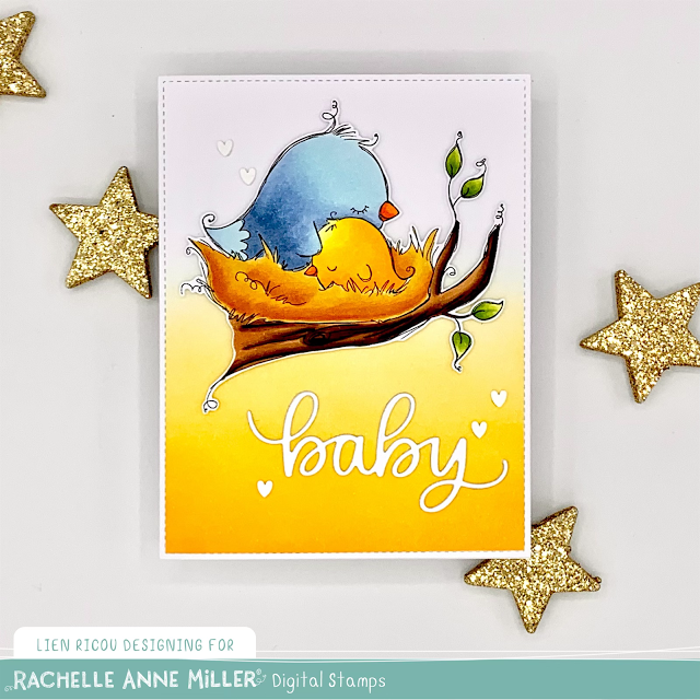 'Mother and Baby Bird' Digital Stamp