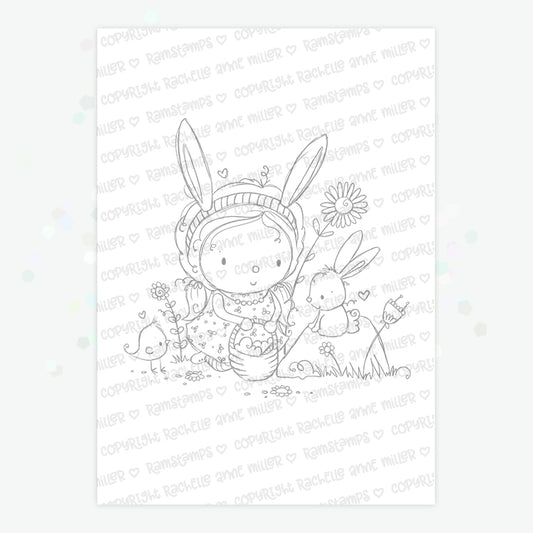 'Easter Bunny Girl' Digital Stamp