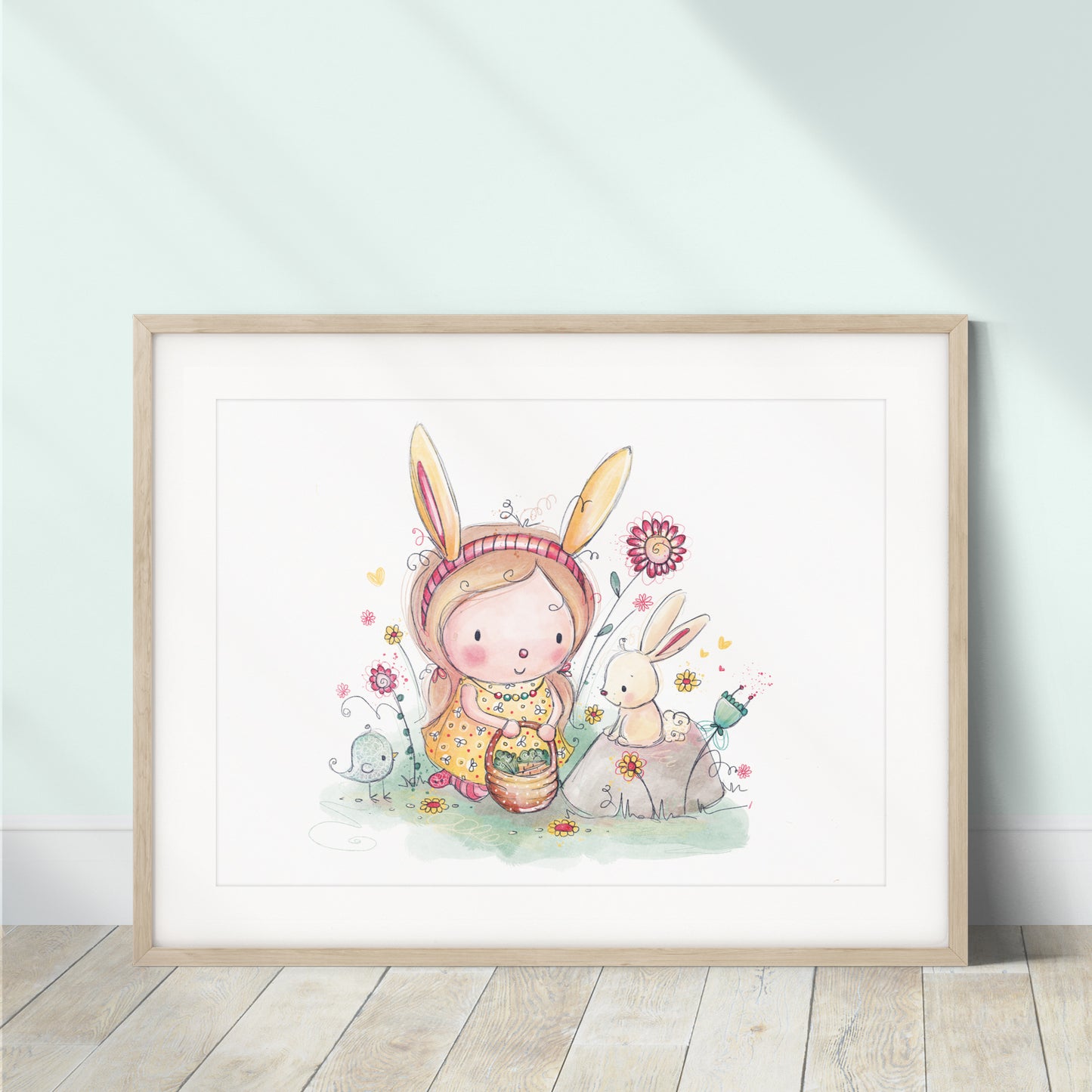 'Easter Bunny Girl' Children's Wall Art Print